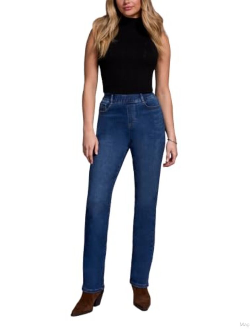 Tribal Womens Boundless Stretch Pull On Straight Fit Denim Jeans